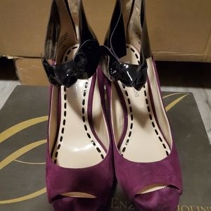 Enzo Angiolini wine and black  suede shoes